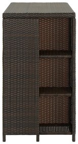Barna polyrattan kerti tárolóláda 120 x 60 x 110 cm
