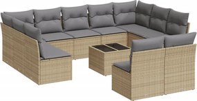 vidaXL 12 részes bézs polyrattan kerti ülőgarnitúra párnákkal