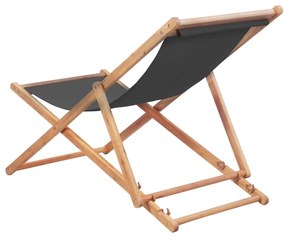 Szürke összecsukható szövetkárpitos, favázas strandszék