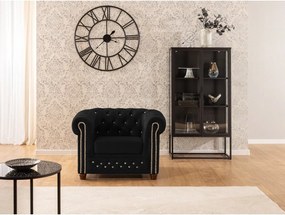 Fekete bársony chesterfield fotel York Blik – Ropez