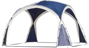 Outsunny 3,5 x 3,5 m-es Rendezvény Pavilon, Kampós Ajtóval, Esővédő Erős Acéloszlopokkal, UV Védelemmel Ellátott Kerti Fía, Napernyő Kempingezéshez és