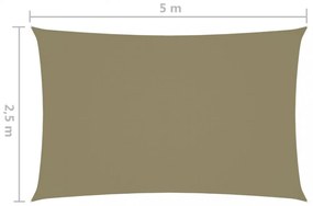 bézs téglalap alakú oxford-szövet napvitorla 2,5 x 5 m