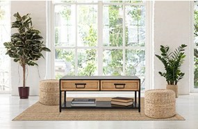 Fekete-natúr színű fém TV-állvány 95x38x38 cm Hanoi – Mauro Ferretti