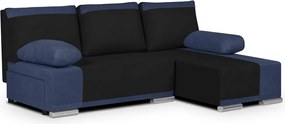DROP Kinyitható sarokkanapé Fekete/sötétkék