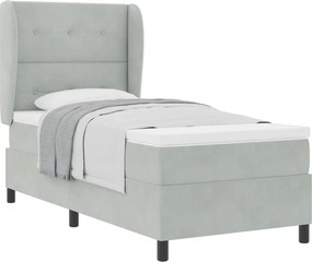 vidaXL Boxrugós ágy matracmal Világosszürke 200 x 80 cm Poliészter