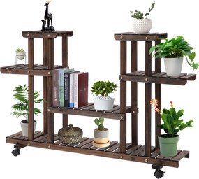 Outsunny 4-szintes Növénytartó, 80cm Magas Virágtartó Belső és Külső Használatra, Fa Növény Polc, Többrétegű Virágtartó, Virágtartó Virágcserép Tartó