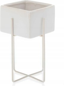 Kerámia Virágtartó Kaspó Fedő Virágtartó Fehér Váz Fehér Fém