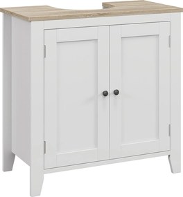 Kleankin fürdőszobai mosdókagyló szekrény talppal – 2 ajtós, állítható polcos modern stílus, 60x30x60 cm fehér | Aosom