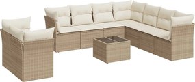 vidaXL 10 részes bézs polyrattan kerti ülőgarnitúra párnával