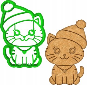 Karácsonyi Forma Mézeskalács lyukasztó Karácsonyra Macska 8cm