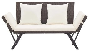 barna polyrattan kerti pad párnával 176 cm