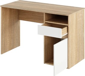 PC asztal, sonoma tölgy/fehér, BILI NEW