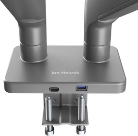 JAKE fém dupla monitorállvány, szürke