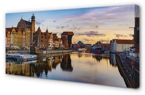 Canvas képek Port of Gdansk folyó napkelte 100x50 cm