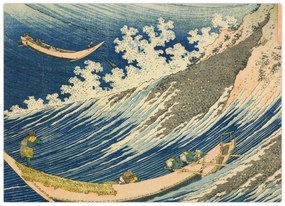 Kép - Katsushika Hokusai, Fishing Boats at Choshi in Shimosa (Soshu Choshi) , reprodukciók (70x50 cm)