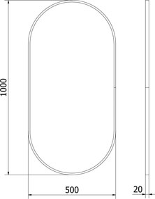 Mexen Loft fürdőszobai ovális tükör 100 x 50 cm, fekete keret - 9851-100-050-000-70
