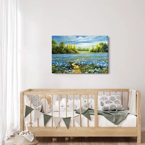 Kép - ösvény a mezőn, olajfestmény (90x60 cm)