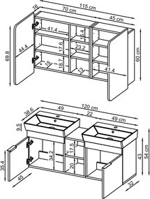 Mosdószekrény, 120 cm – TR283VLN1288
