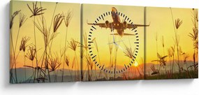 Repülő repülőgép képe (órával) (90x30 cm)