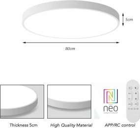 Immax NEO 07315L-LED SEMPLICI dimmelhető mennyezeti lámpa 96 W / 230 V, Ø 80 cm, Wi‑Fi (Tuya), fehér + távirányító