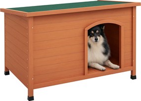 PawHut Fa Kutyaház Aszfalt Tetővel, Kutyaház Kivehető Aljzattal, Emelt Tervezés Kültéren - Szürke - 100 x 65.5 x 68 cm | Aosom