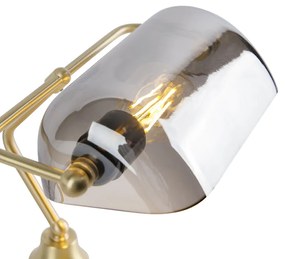 Klasszikus jegyzői lámpa arany színben, füstös tükörüveggel - Banker