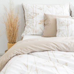 Goldea pamut ágyneműhuzat duo - kerti dísznövények, latte színű hátoldal 140 x 200 és 70 x 90 cm