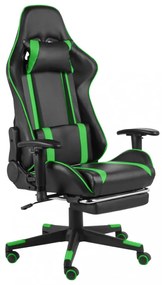 zöld PVC forgó gamer szék lábtartóval