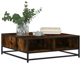 füstös tölgy szerelt fa és fém dohányzóasztal 80 x 80 x 30 cm