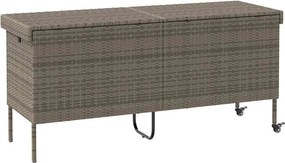 Szürke Polyrattan Kerti Tárolóláda Kerekekkel 160X55X75 Cm