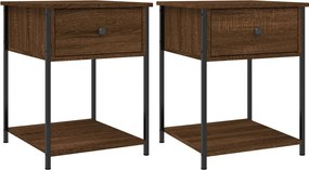 vidaXL 2 db barna tölgy színű szerelt fa éjjeliszekrény 44x45x58 cm