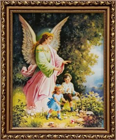 Vászonkép 29x24 Őrangyal Arany Angyal Díszített Keresztelő Keret