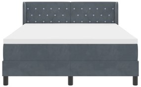 Boxspring Ágy Mattal Sötét Szürke 160x200 cm Bársony