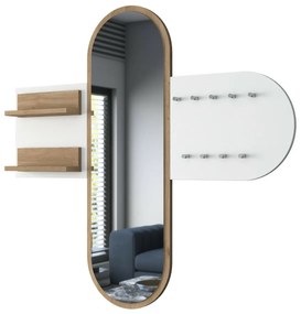 Fali akasztó tükörrel Pomi White and Walnut