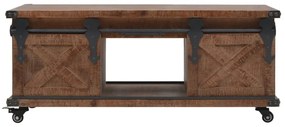 Barna tömör fenyő dohányzóasztal 91 x 51 x 38 cm