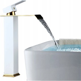 Mosdó csaptelep Fehér Arany kifolyócsővel Vízesés Magas csaptelep Fürdőszoba