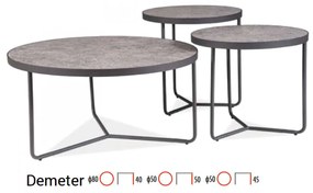 Demeter dohányzóasztal szett 80cm Beton - Fekete