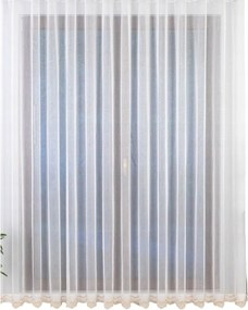 Függöny napellenző szalaggal, fehér, bézs hímzéssel 600X230