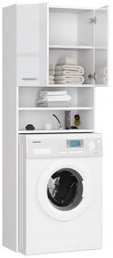 Fürdőszobai mosógép szekrény fehér, magasfényű fehér