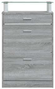 szürke sonoma színű szerelt fa cipősszekrény 63x24x104 cm
