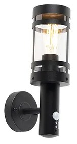 Fekete kültéri fali lámpa mozgásérzékelővel IP44 - Gleam