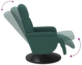 sötétzöld bársony dönthető fotel lábtartóval