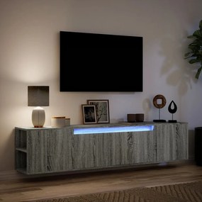 szürke sonoma színű fali TV-szekrény LED-del 180 x 31 x 39,5 cm