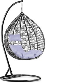 Fekete függőszék KOKON állvánnyal, világos párna