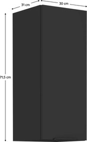 Felső szekrény, fekete, SIBER 30 G-72 1F