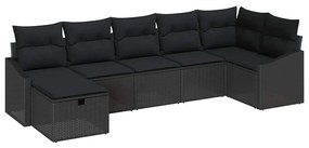 vidaXL Kanapé Szett párnával tárolóval Fekete polirattan