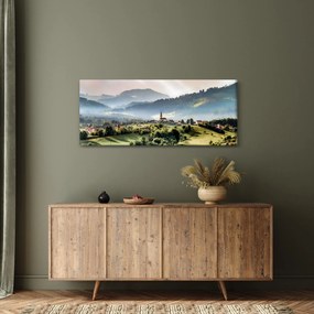 Kép - falu a ködben (120x50 cm)