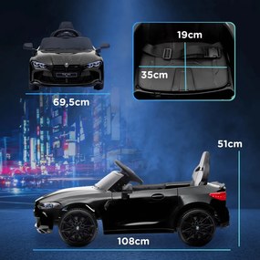 AIYAPLAY Elektromos gyerekautó BMW M4, hang és fény, 3-5 km/h, távirányítóval, fekete