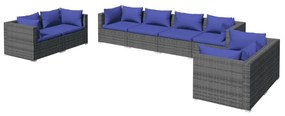 8 részes szürke polyrattan kerti ülőgarnitúra párnákkal
