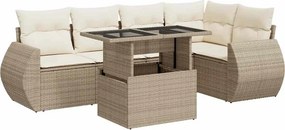 vidaXL 6 részes bézs polyrattan kerti ülőgarnitúra párnával